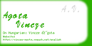 agota vincze business card